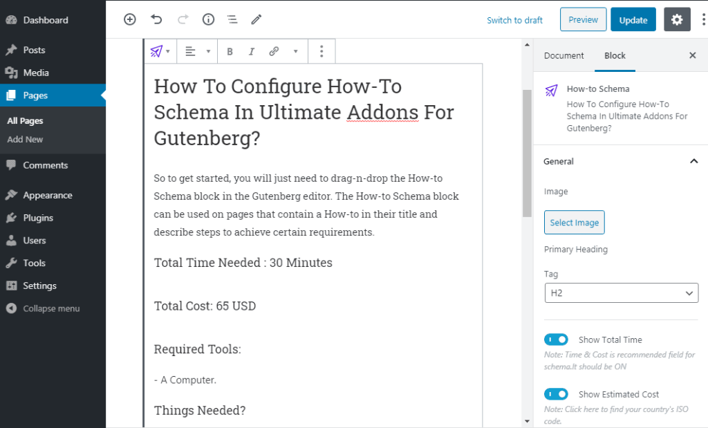 Spectra How to Schema Settings