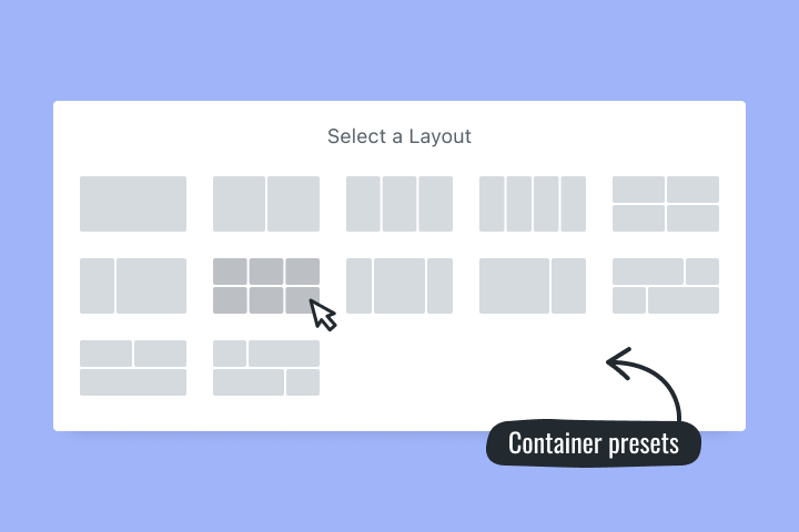 Screenshot of container preset