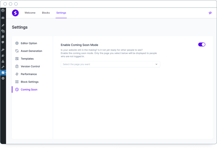 Spectra coming soon page setting
