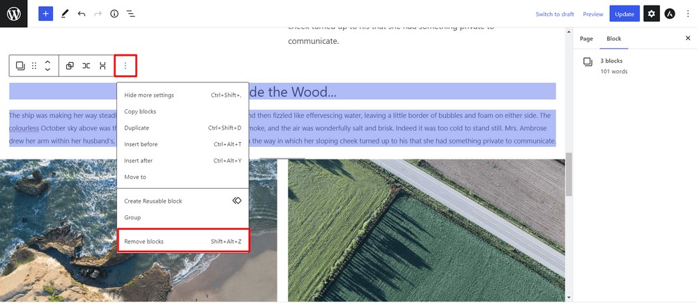 Delete multiple blocks
