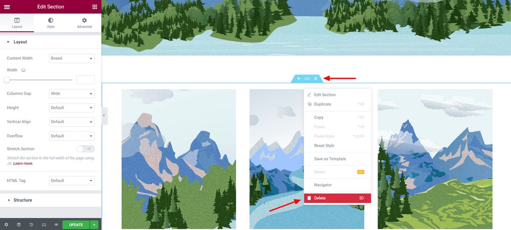 Remove entire section