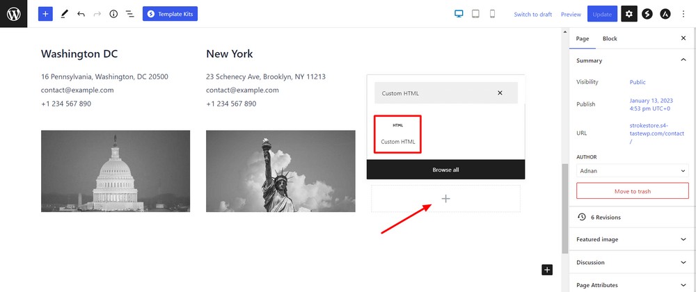 How to add Google Maps to a WordPress website for free Add Custom HTML block