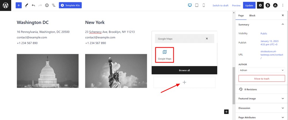 How to add Google Maps to a WordPress website for free Add Spectra Google Maps block