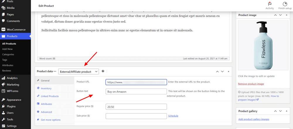 Add buy on amazon button at WooCommerce