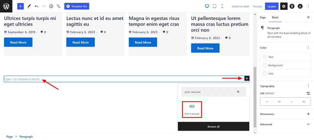 Add post carousel block
