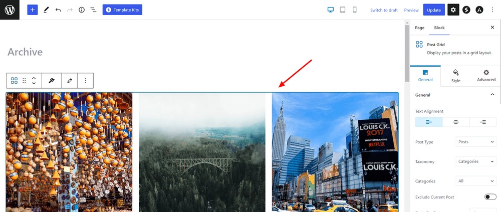 Post grid block added