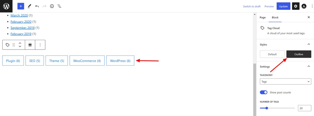 Set outline tag design