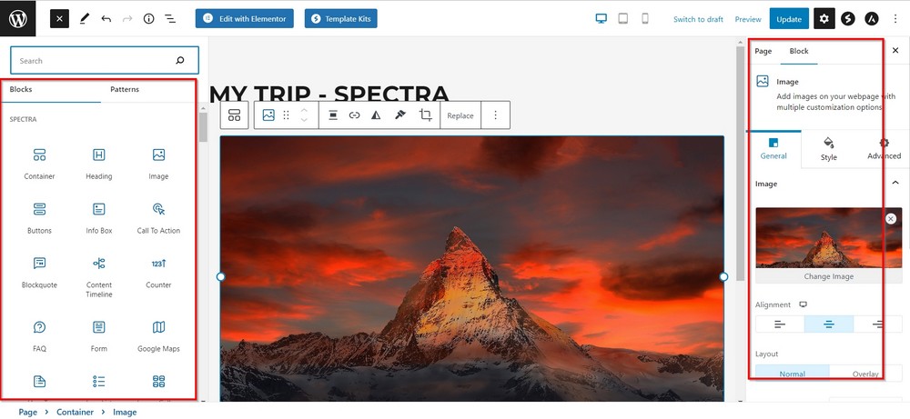 Beaver Builder vs Elementor vs Spectra: Which one is best for you? spectra interface