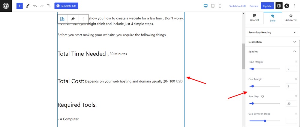 How to add how to schema to your WordPress website for free Manage spacing