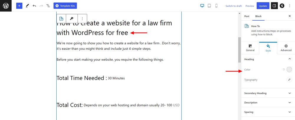 How to add how to schema to your WordPress website for free Style heading