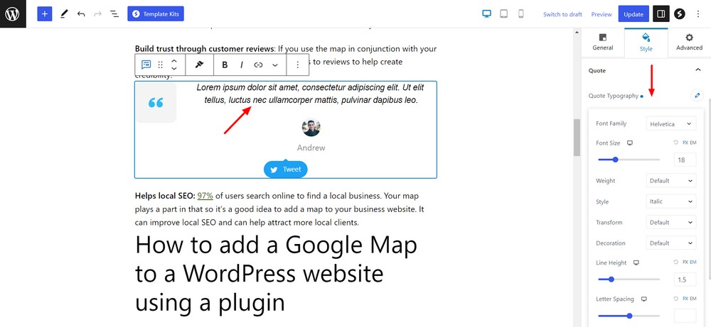 How to use the WordPress quote block to add quotations to your website Style quote