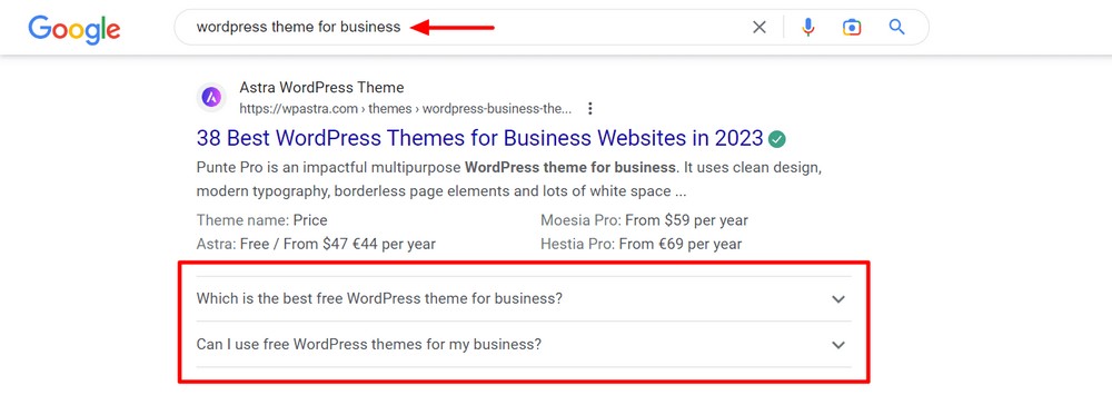 A example of FAQ schema