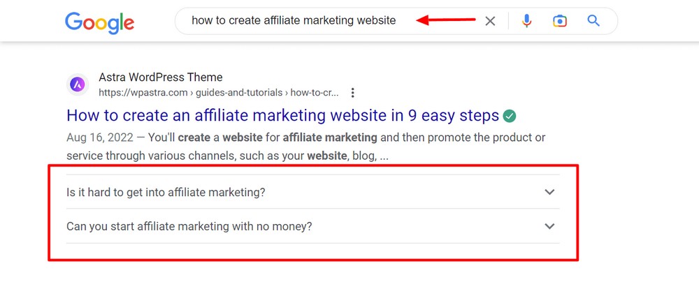 Astra FAQ schema example