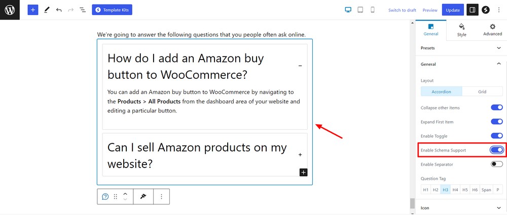 Enable FAQ schema support