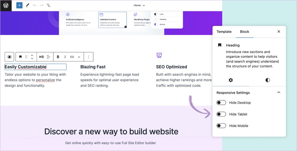 Introducing Spectra One: A Block Theme For Site Editing Responsive controls