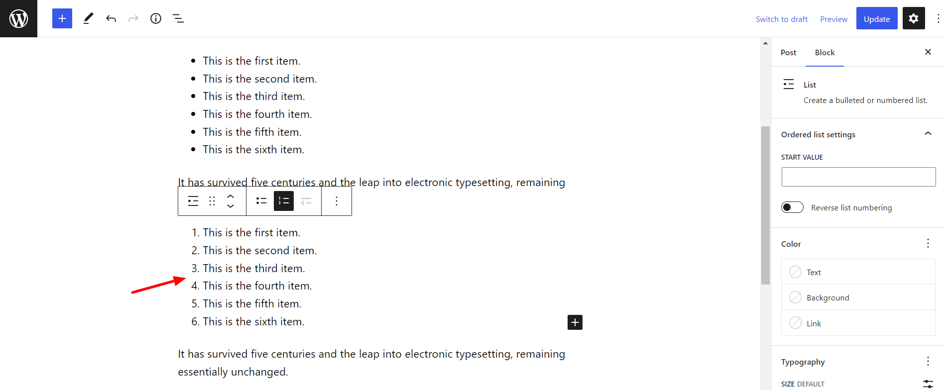 How To Add a List in WordPress – Easy To Follow Guide Add numbered list items