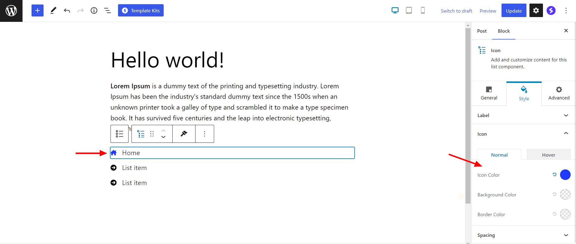 How To Add a List in WordPress – Easy To Follow Guide Change icon color