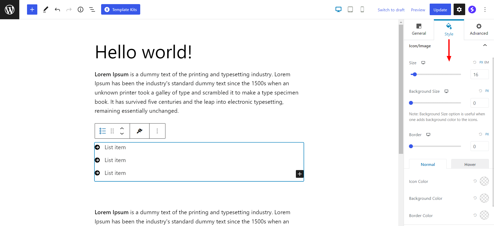 How To Add a List in WordPress – Easy To Follow Guide icon list block style options