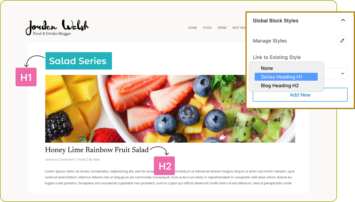 Global Block Style Create Multiple Styles For Same Block