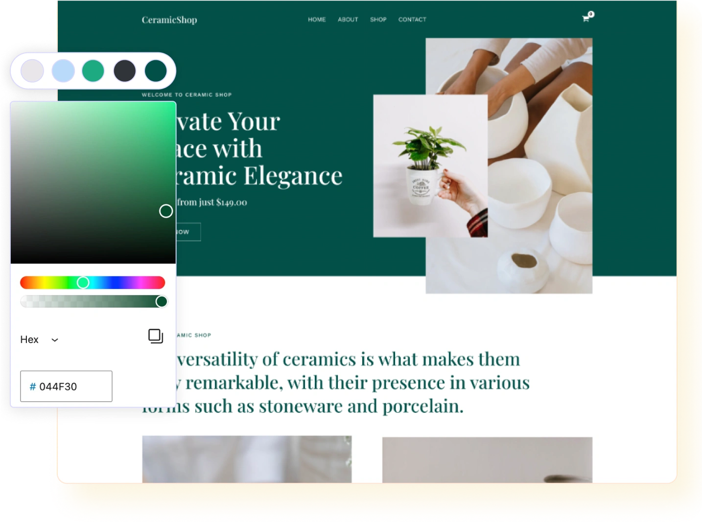 Effortless Customization Customization panel in Spectra showing easy styling and layout options for website elements.