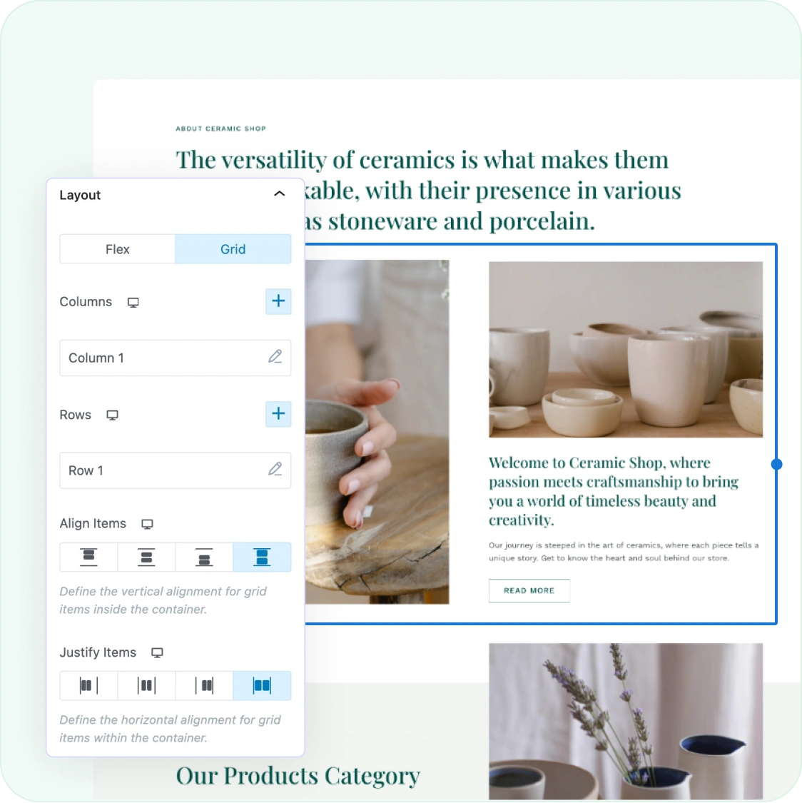 Grid Layout Grid layout design options available in Spectra.